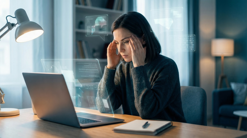 Featured Image zum Artikel über AI Brain Fry, mentale Überlastung und kritisches Denken bei KI-Nutzung