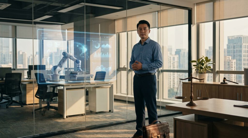 Kündigung wegen KI: symbolisches Bild zu Arbeitsrecht, Automatisierung und China