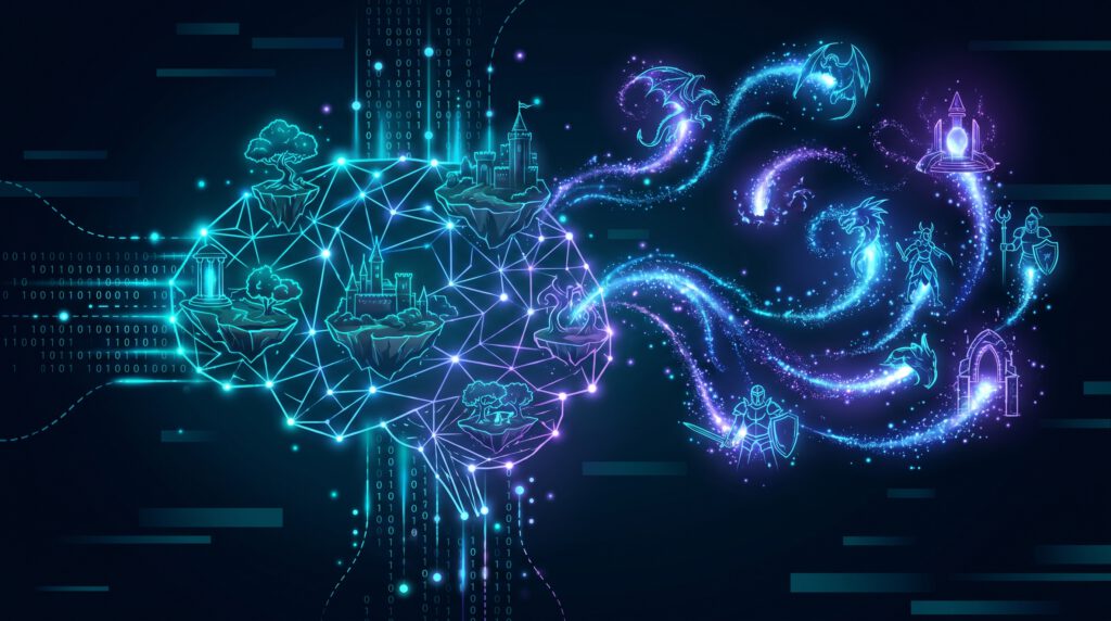 KI-generierte Fantasiewelt mit neuronalem Netzwerk - Claude Fable Spieleentwicklung
