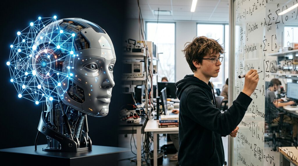 KI gegen menschliche Mathe-Genies, symbolische Darstellung